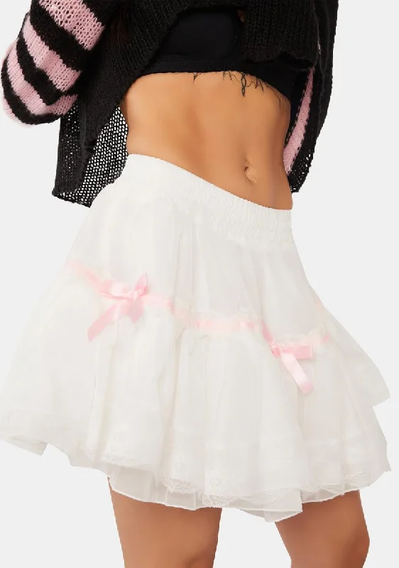 Women's High-Fashion Outfit Hurry Before It'S Gone White Dolly Frilly Mini Petticoat Skirt