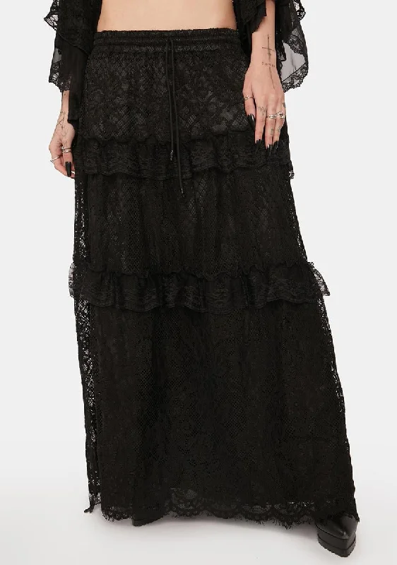 Women's Casual Outfit Trendy Fashion Sale Lace Layered Maxi Skirt