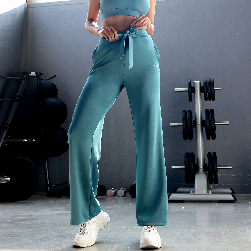 Women's Vacation Garments Sophisticated Style Offers Do Knot Wide Leg Pants - Hydro