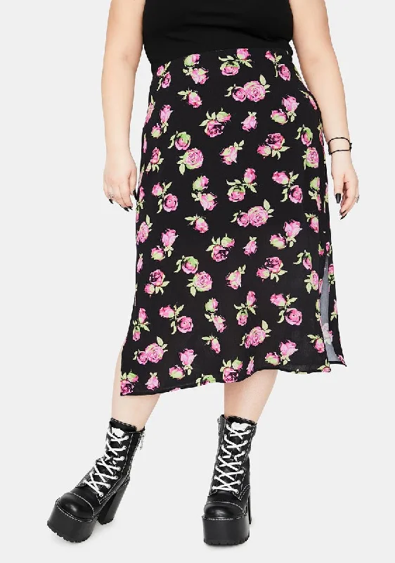 Luxury Women's Clothing Latest Trends She's Lost In Yesterday Floral Midi Skirt