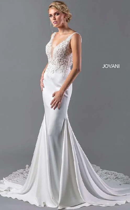 Women's High-Fashion Attire Shop Sale Items Jovani 03586 Sheath Long Bridal Gown AV