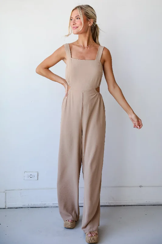 Women's Elegant Apparel Affordable Luxury Fashion FINAL SALE - Musing About You Mocha Jumpsuit