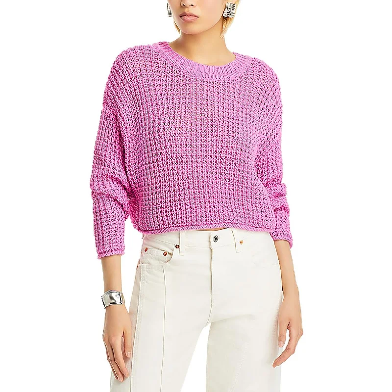 Modern Women's Outfit Timeless Elegance Sale Womens Waffle Knit Crewneck Crop Sweater