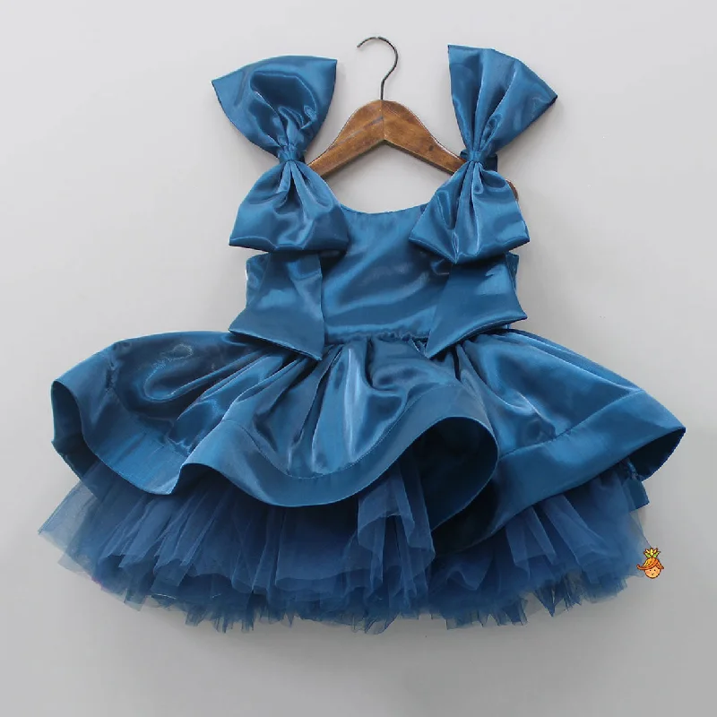 Women's Stylish Professional Apparel Everyday Elegance Sale Bows Enhanced Gorgeous Blue Dress