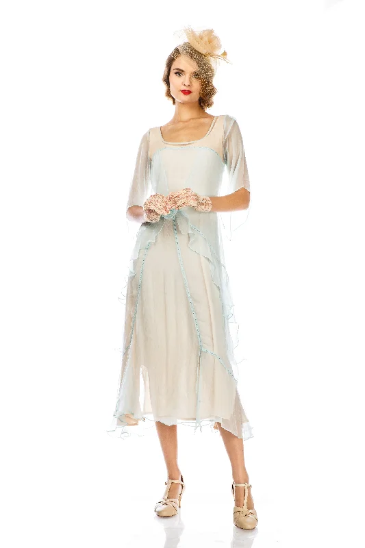 Women's Chic Apparel Trendy Fashion Sale Great Gatsby Party Dress in Nude Mint by Nataya