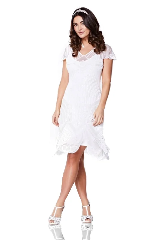 Women's Functional Outdoor Garments Flash Sale Starts 1920s Cocktail Party Dress in White