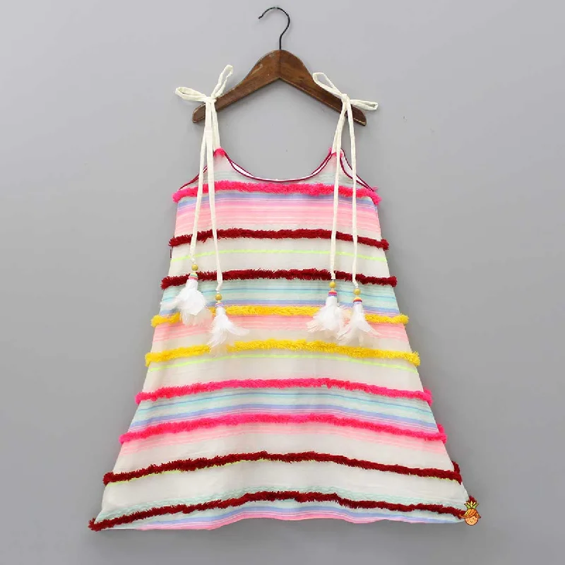 Women's Vacation Garments Elegant Style Horizontal Striped Multicolour Strappy Dress