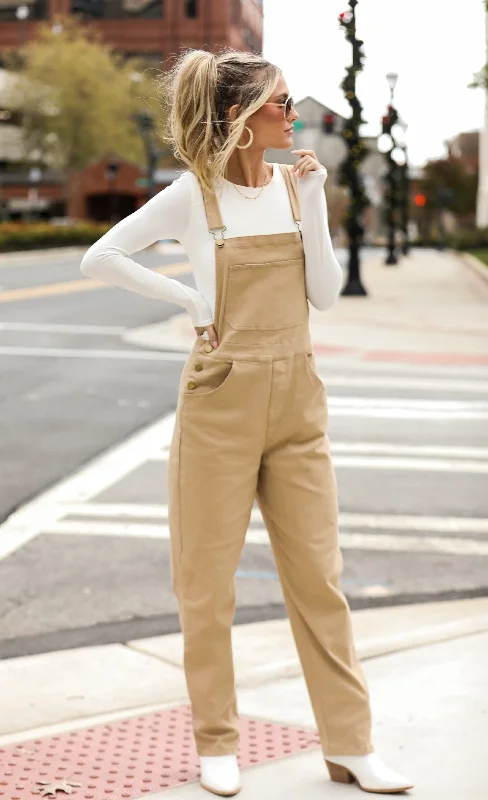 Women's Outdoor Attire Fashion Sale FINAL SALE - Feeling Confident Khaki Overalls