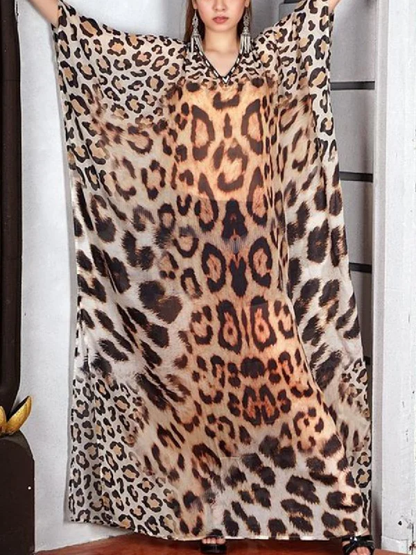 Fashionable Women's Outfit Unleash Your Style Women's Casual Loose Leopard Print Dress