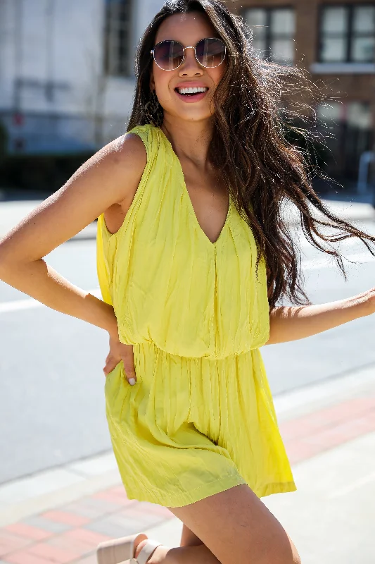 Classic Women's Clothing Styles New Arrivals FINAL SALE - Sweetest Stance Yellow Romper