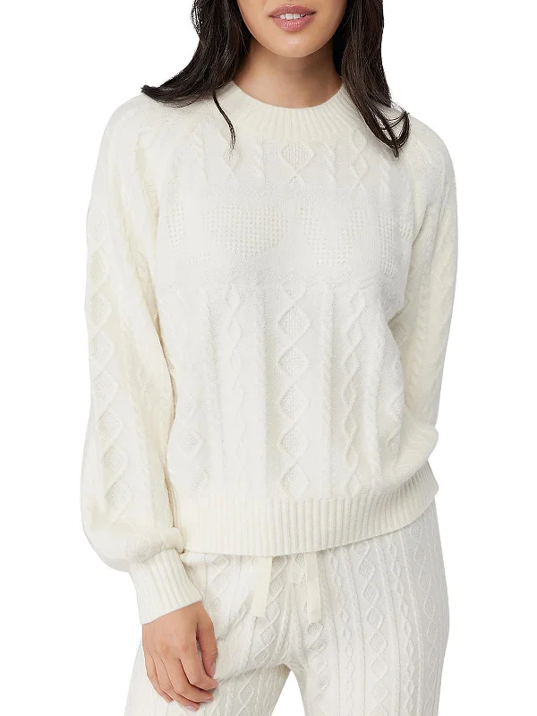 Fashionable Women's Clothes Avant-Garde Style Promotions Womens Ribbed Trim  Cable Knit Pullover Sweater