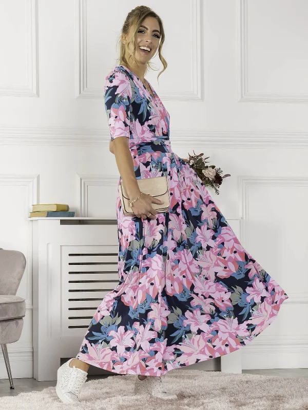 Women's Evening Outfit Flash Sale, Don'T Miss Jolie Moi Freya Floral Print Maxi Dress, Pink Floral