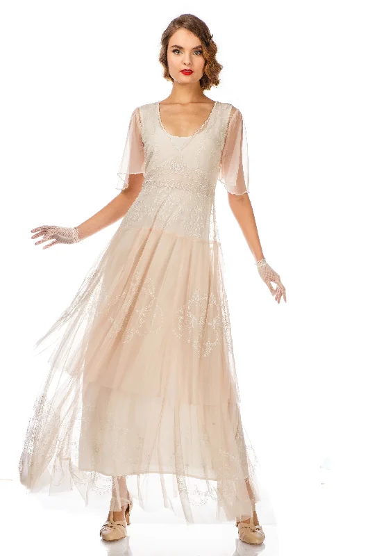 Sustainable Women's Clothes Fall Sale, Prices Drop Scarlett 1920s Style Wedding Dress in Peach Ivory by Nataya