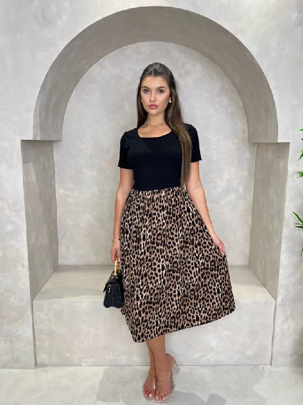 Women's Trendy Clothing Chic Trends Unveiled Short Sleeve Puff Midi Dress