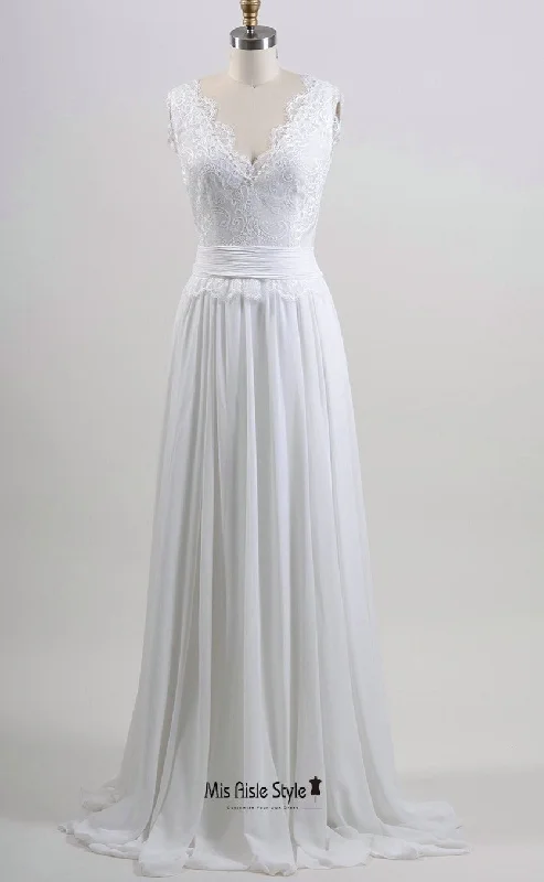 Stylish And Comfortable Clothing For Women Fashionable Comfort Promotions Simple V-neckline French Lace Wedding Dress