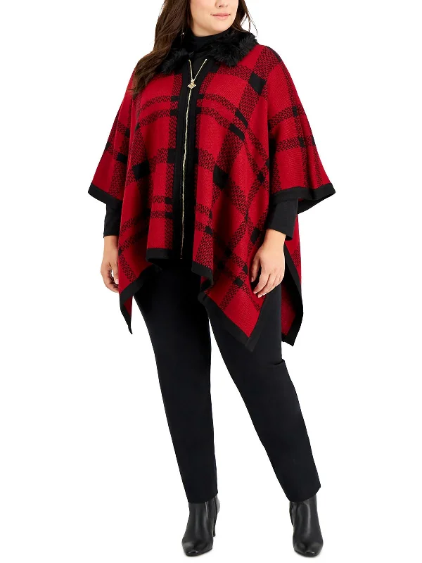 Casual Clothing For Women The Good Stuff Plus Womens Trimmed Zip Fall Poncho Sweater