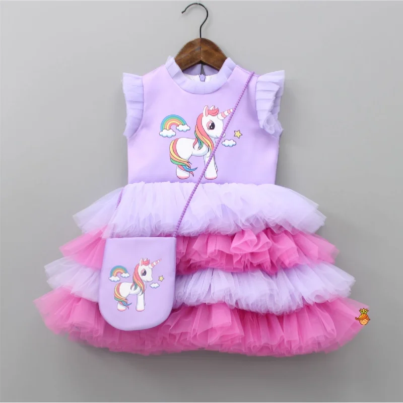 Women's Activewear Attire Casual Fashion Purple Rainbow Unicorn Dress