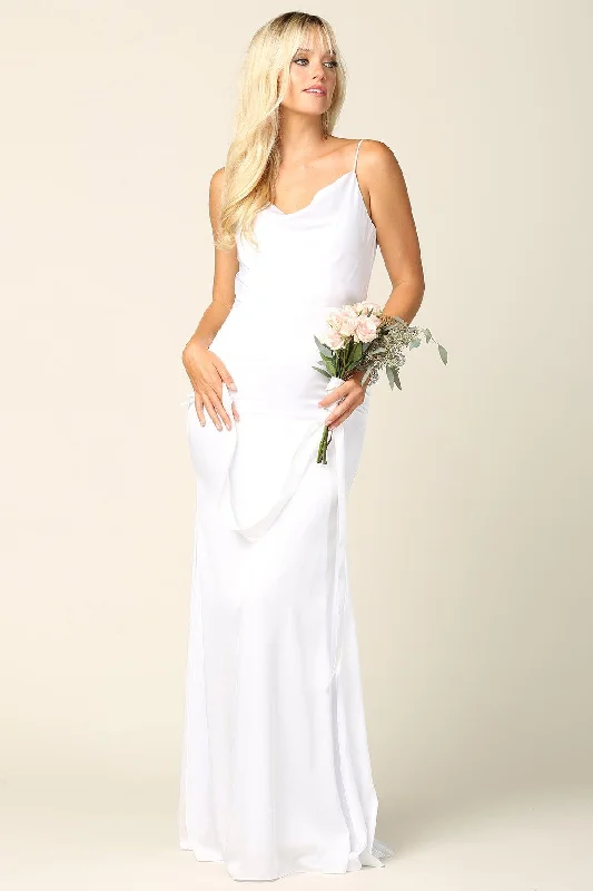 Casual Apparel For Women Limited Time Offer Simple Spaghetti Strap Satin Long Wedding Dress