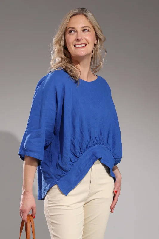 Crazy Discounts, Hurry Up Made in Italy 100% Linen Top | AZURE | 0201A1