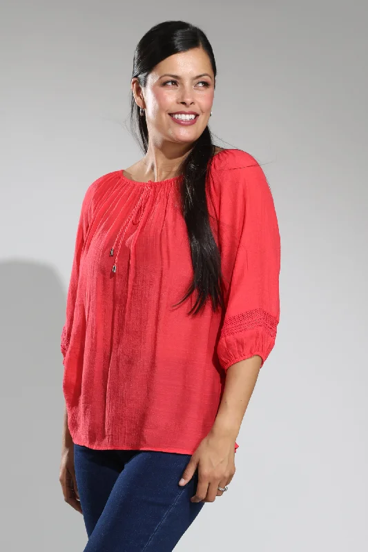 Budget Saver Bardot inspired Top | CORAL | 8826A1