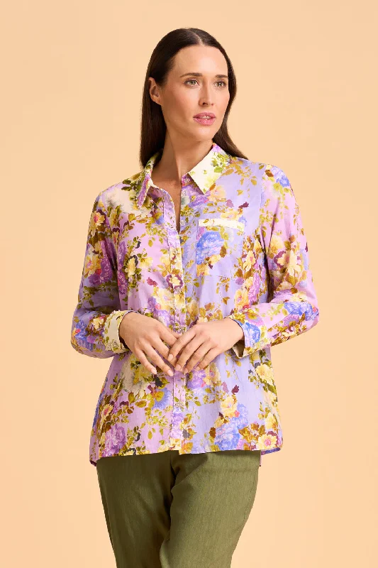 Latest Fashion Beaded Mixed Print Shirt