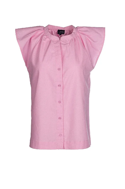 Luxury Fashion Discounts Cotton Linen Blend Top | SOFT PINK | 6774A1