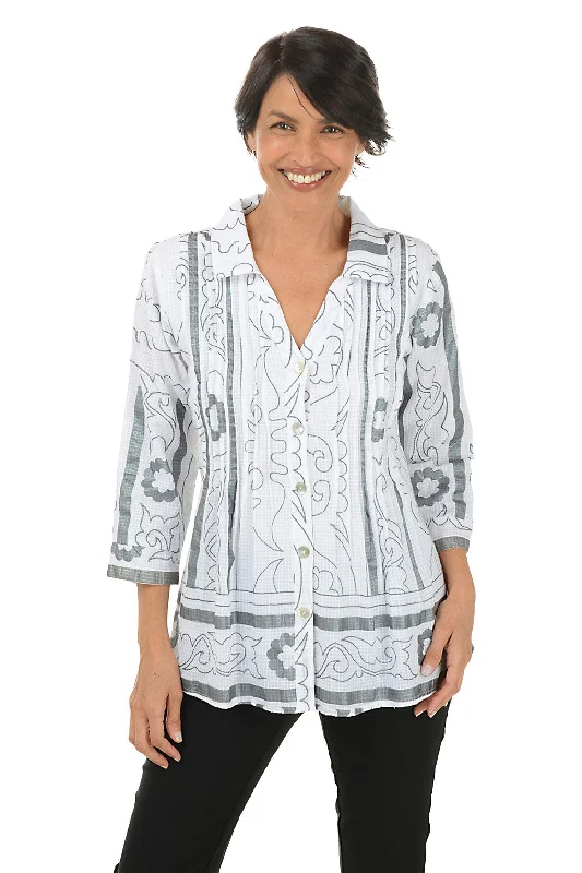 Athleisure Style Sale Arthena Pleated Button-Front Shirt