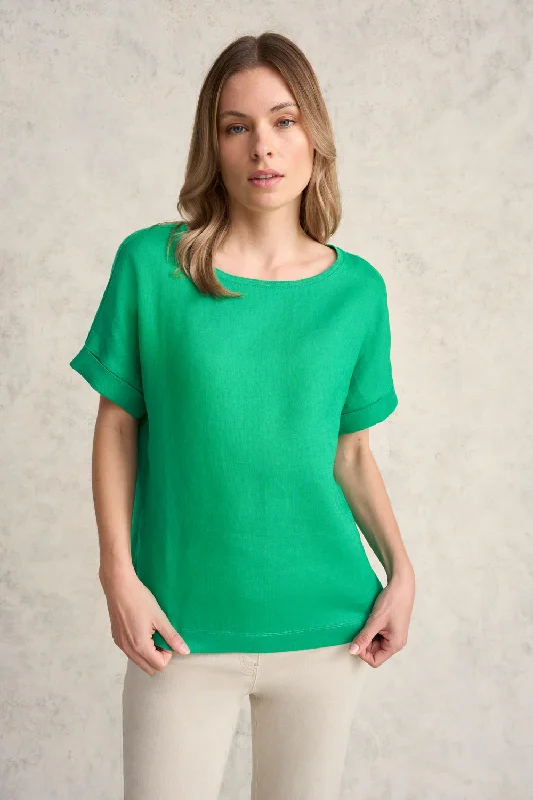 Effortless Style, Endless Impact Linen Mix Top - Vibrant Green