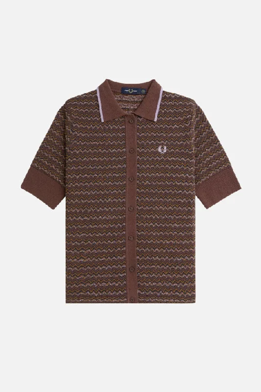 Style Breakthroughs Fred Perry - Women's K8112 Boucle Jacquard / Carrington Brick - Knitted Polo