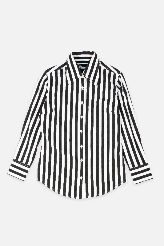 Comfortable Chic Mr Bridger - Women's 'The Hall' Black and White Stripe Beagle Collar - Shirt