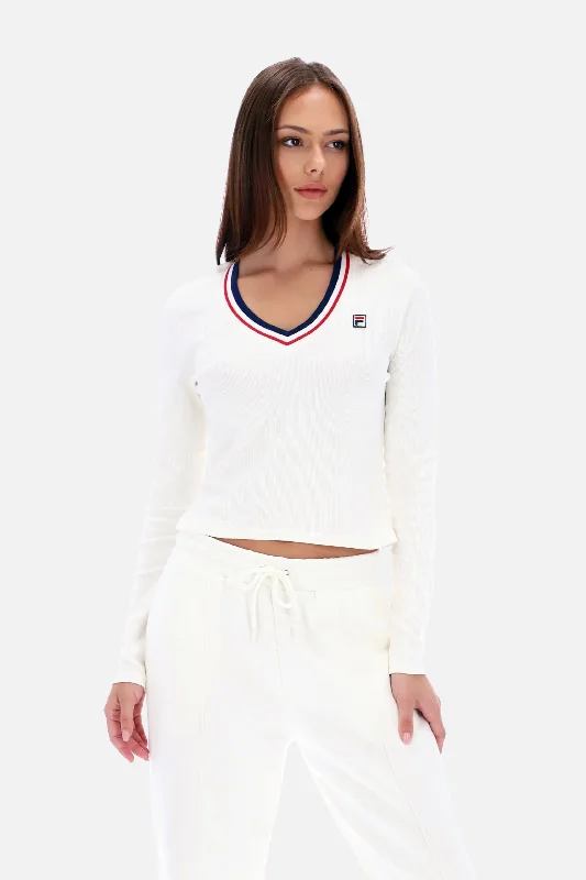 Chic Trends Unveiled Fila Vintage - Heath Classic V-Neck 410 Gardenia L/S - Top