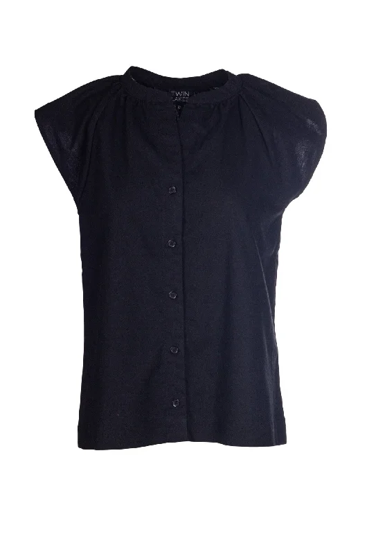 Casual Chic Deals Cotton Linen Blend Top | Black | 6774A1