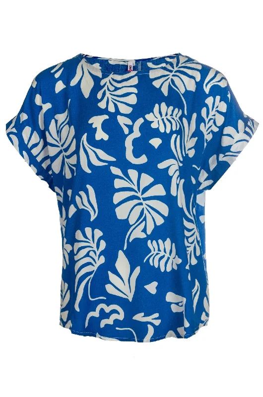 Sophisticated Style Offers Printed Viscose Top | Marine White Palm | 3333A1