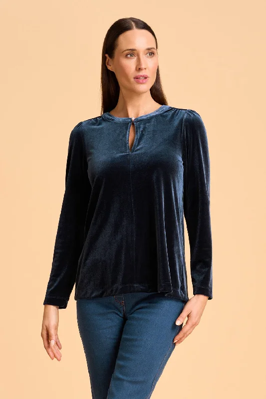 Luxury Fashion Velvet Keyhole Top