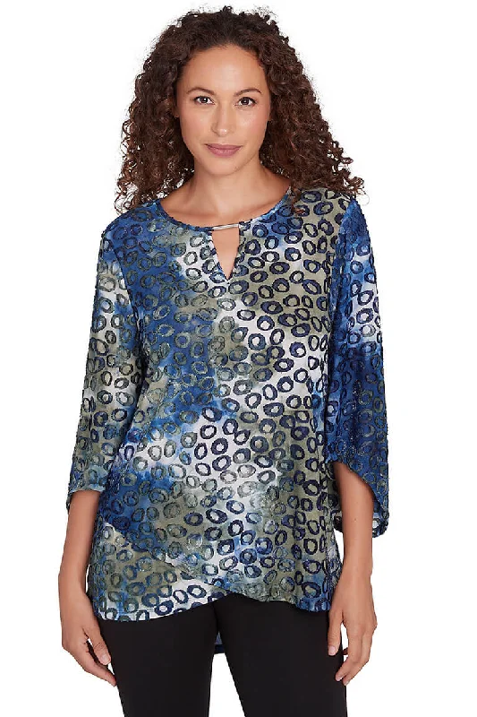 Contemporary Fashion Sale Paisley Patch Ringed Tie-Dye Top