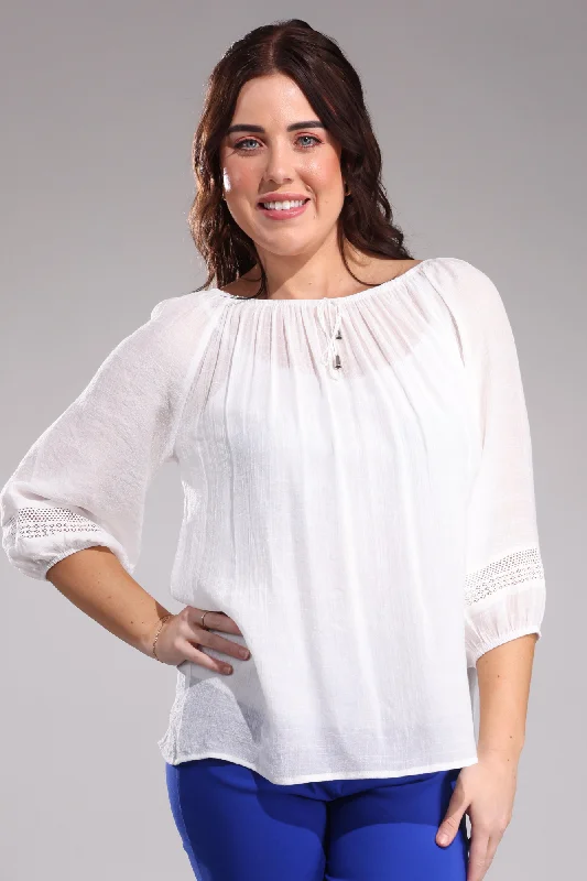 Limited Time Bardot inspired Top | WHITE | 8826A1