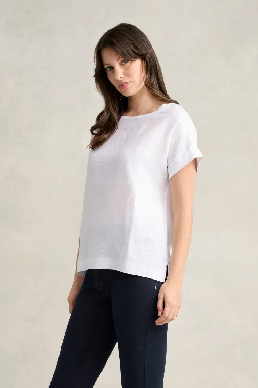 Fall Sale, Prices Drop Linen Mix Top - White