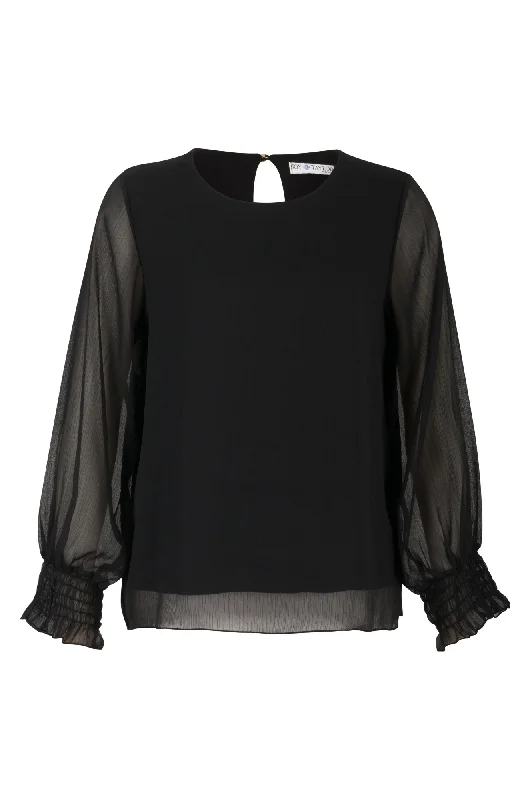 Comfortable Chic Made in Italy Chiffon Top | BLACK | 0301A1