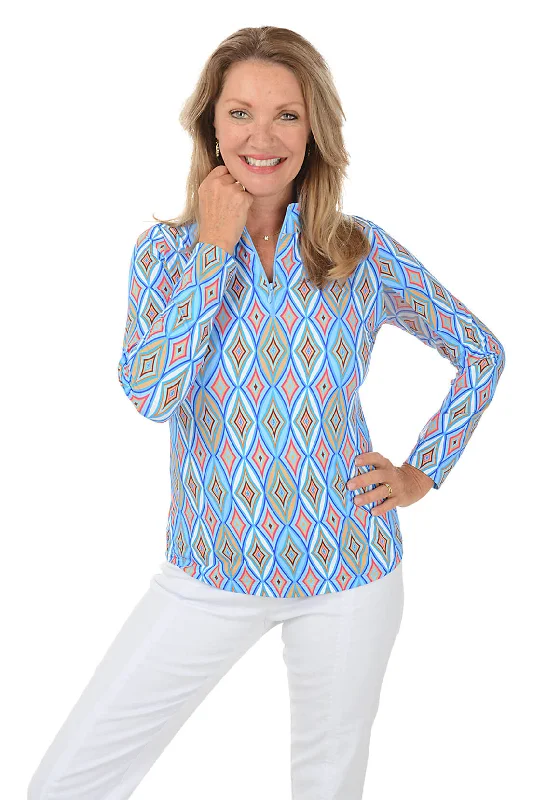 Contemporary Fashion Sale Blue Romina Diamond UPF50+ Sun Shirt