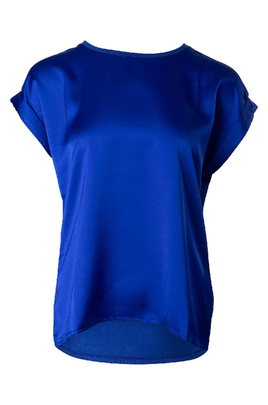 Trend Leading Collection Satin Mix Top with knit back | ROYAL | 4512A1