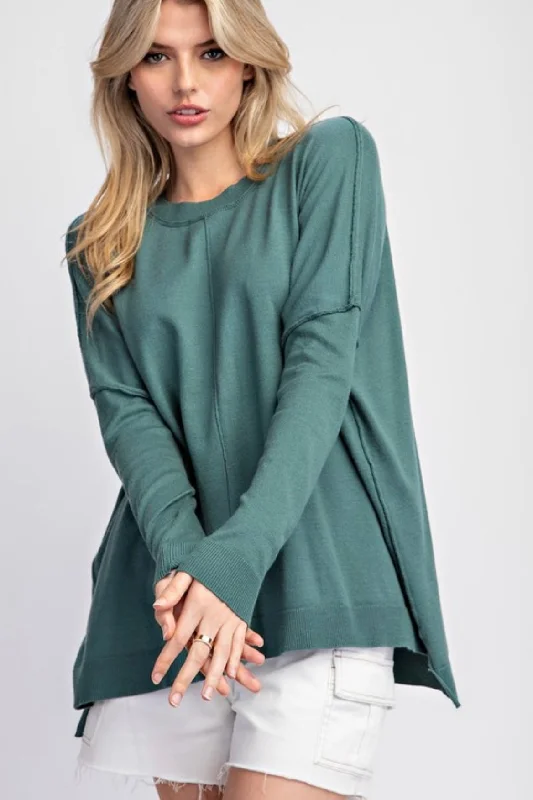 Modish Fashion Discounts Juniper Green Seam Detail Top