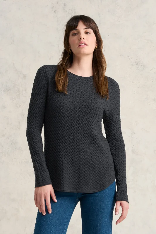 Chic Style, Always In Vogue Wool Textured Jumper - Platinum