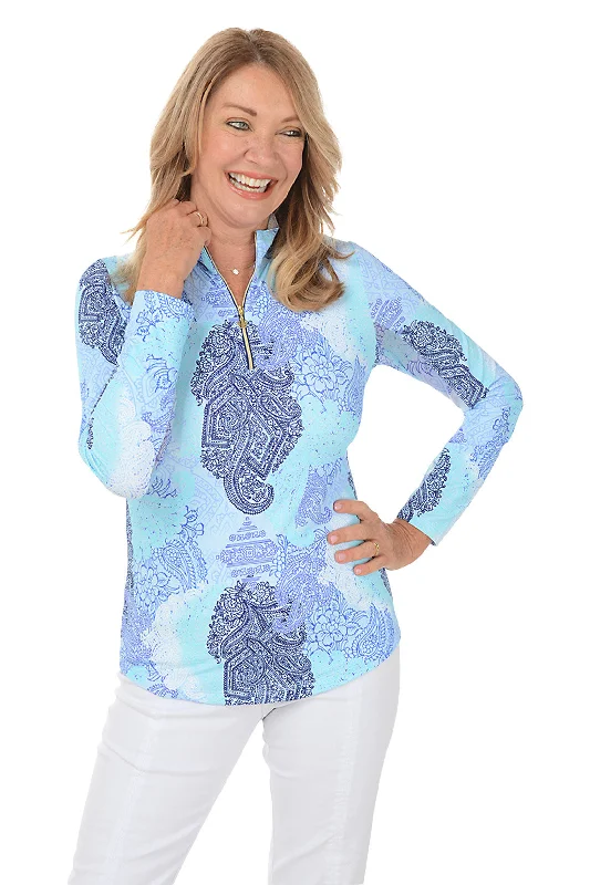 Hot Sale Blue Paisley UPF50+ Sun Shirt