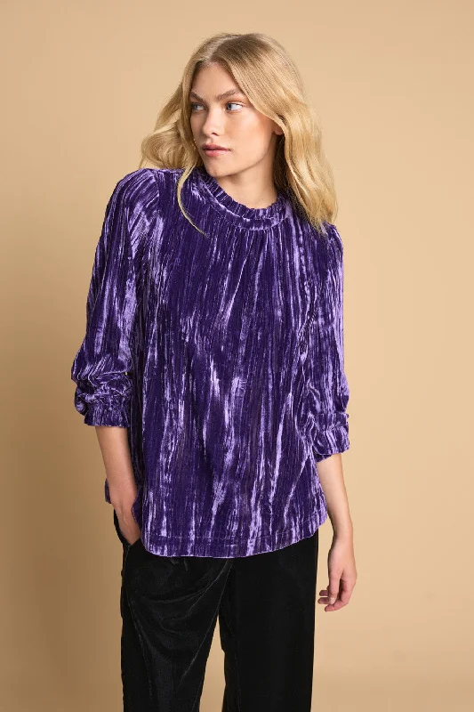 Sophisticated Fashion High Neck Velvet Top