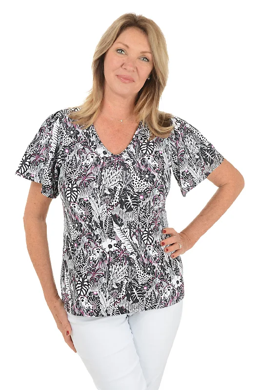 Discount Extravaganza Jungle Safari UPF50+ Flutter Sleeve Top