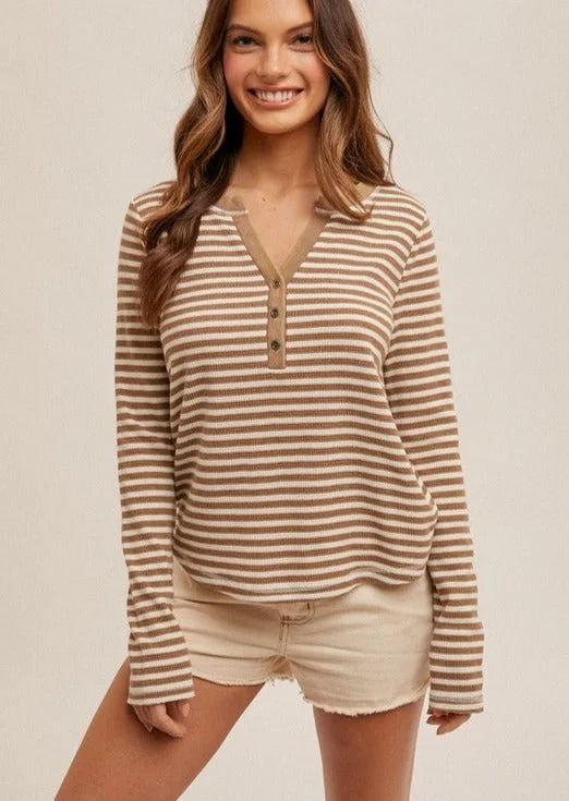 Bid Farewell To The Old Season Mineral Wash Striped Henleys - 2 Colors!