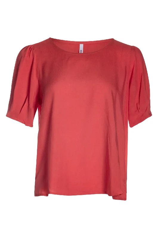 Vibrant Style Promotions Viscose Top with puff sleeves | CORAL | 3310AR