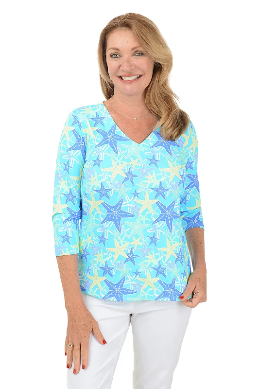 Fresh Styles, Fresh Deals Starfish Explosion Classic UPF50+ V-Neck Top