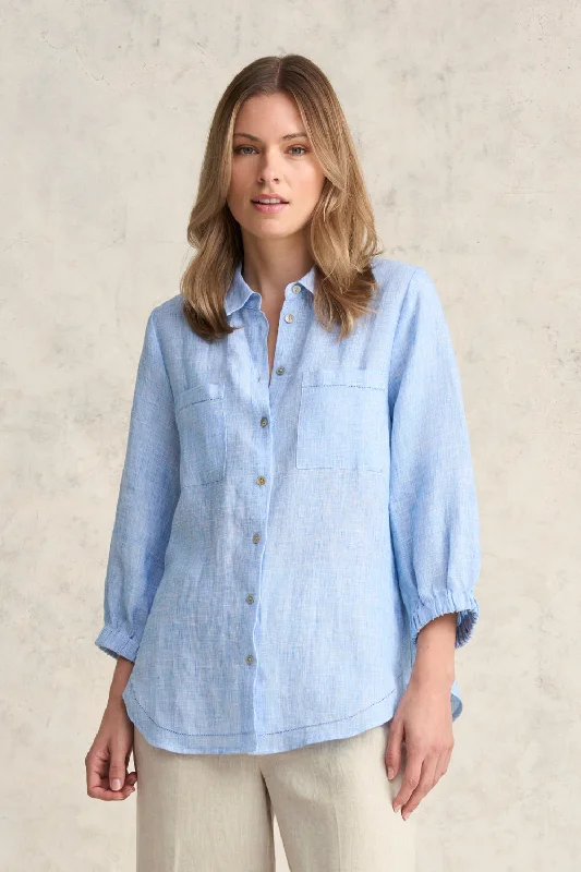 Style Breakthroughs Essential Linen Shirt - Chambray Cross Dye