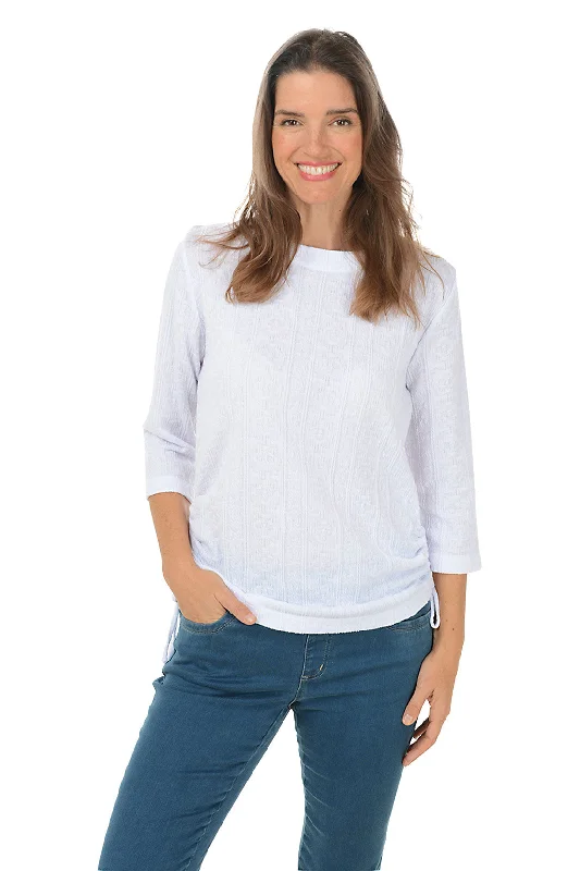 Holiday Glam Cable Knit Textured Side Shirred Top